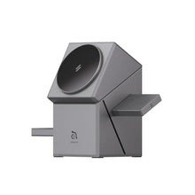 將圖片載入圖庫檢視器 Mag Qube Qi2 立方體智慧型三合一旅行磁吸無線充電座 鈦 搭配 OMNIA P3 USB-C 33W迷你快充電源供應器
