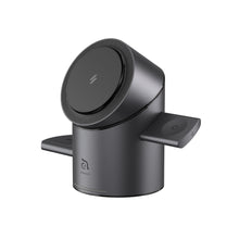 將圖片載入圖庫檢視器 Mag Tube Qi2 圓柱體智慧型三合一旅行磁吸無線充電座 灰 搭配 OMNIA P3 USB-C 33W迷你快充電源供應器