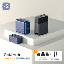 將圖片載入圖庫檢視器 GaN Hub 65W 氮化鎵影像傳輸電源供應器【2入組】