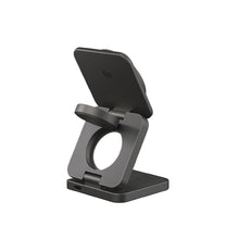 將圖片載入圖庫檢視器 Mag 3 Ultra Qi2 25W 折疊式三合一無線充電座 搭配 L65 GaN 65W USB-C 伸縮線快速電源供應器 英規（灰色）
