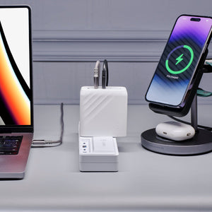 OMNIA Pro 140 140W  3孔旅行萬用急速電源供應器＋CASA S200 USB-C 對 USB-C 60W 編織充電線 (200CM)