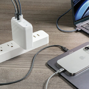 OMNIA Pro 140 140W  3孔旅行萬用急速電源供應器＋CASA S200 USB-C 對 USB-C 60W 編織充電線 (200CM)