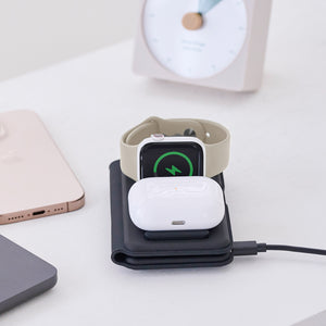 [iPhone 17 優惠組合] M301 Qi2 三合一磁吸充電盤 搭配 P3 USB-C 33W迷你快充電源供應器