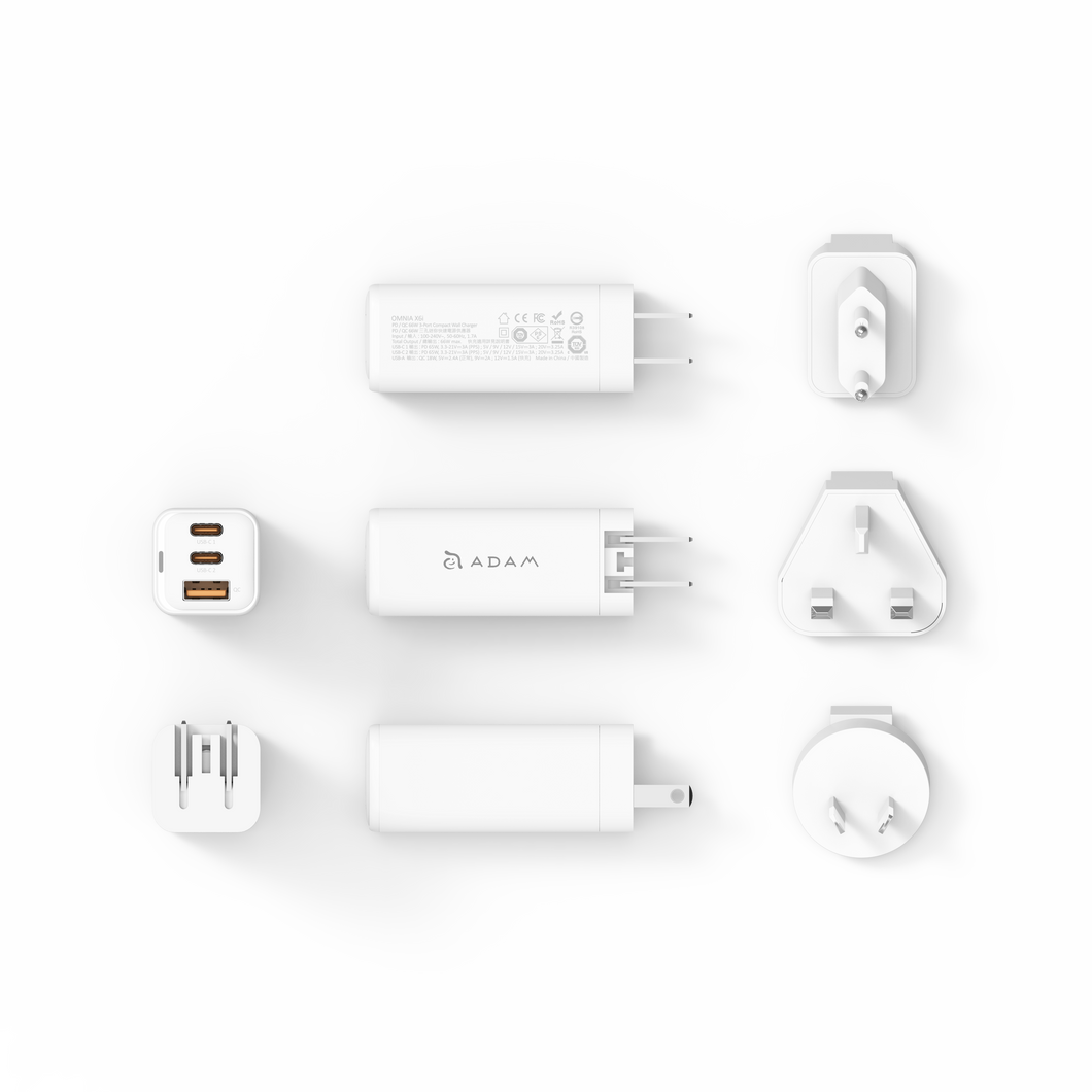 OMNIA X6i - PD / QC 66W 三孔迷你快充器 + EVE II 飛機用藍牙音訊收發器