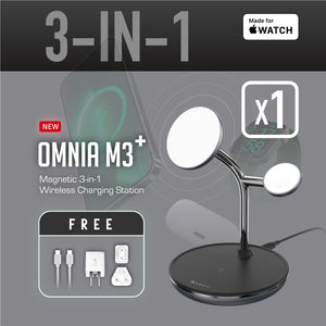 [雙11全能快充GO] OMNIA M3+ 蘋果MFW認證3合1磁吸無線充電座