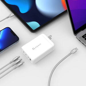 OMNIA Pro 130 130W 4孔旅行萬用快速電源供應器 + PeAk II USB-C to Lightning Cable C200B 金屬編織傳輸線